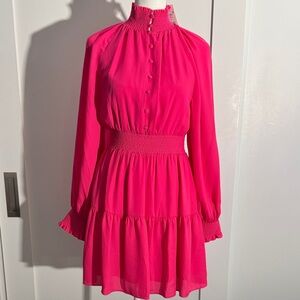 Alice + Olivia Vibrant Pink Long Sleeve Dress